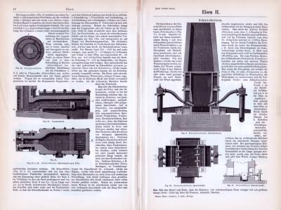 Technische Abhandlung aus 1893 zum Thema Eisen mit verschiedenen Stichen.