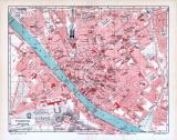 Farbig illustrierter Stadtplan von Florenz aus dem jahr...