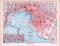 Farbig illustrierter Stadtplan von Genua aus 1893 im Maßstab 1 zu 13.300. Ausschnitt zeigt die Umgebung von Genua im Maßstab 1 zu 125.000.