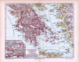 Farbig illustrierte Landkarte von Griechenland aus dem...
