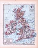 Farbig illustrierte Landkarte von Großbritannien und Irland aus dem Jahr 1893 im Maßstab 1 zu 4.500.000 Millionen. Ausschnitt zeigt die Shetland Inseln.