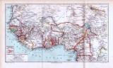 Landkarte von Guinea und Sudan, farbige Lithographie aus...