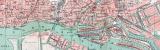 Farbiger Lithographie eines Stadtplans von Hamburg Altona...