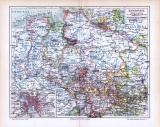 Farbige Lithographie einer Landkarte des Landes Hannover...