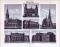 Stich aus dem Jahr 1893 zeigt 6 Ansichten von Hamburger Prachtbauten.