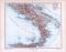 Farbig illustrierte Landkarte der Südlichen Hälfte Italiens von 1893. Maßstab 1 zu 2.500.000.