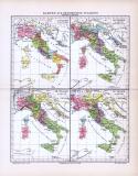 4 farbig illustrierte Landkarten zur Geschichte Italiens...