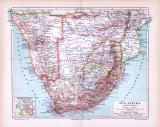 Farbig illustrierte Landkarte von Südafrika und den Kapkolonien aus 1893. Maßstab 1 zu 10.000.000.