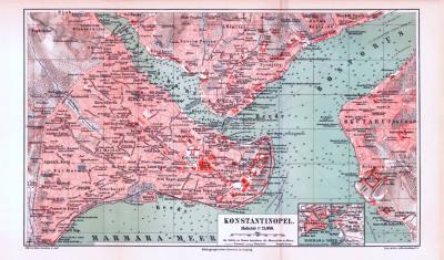 Historische alte Stadtkarte 1885 Stadtplan B13 Konstantinopel und Umgegend 