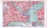 Farbig illustrierter Stadtplan von Konstantinopel aus 1893. Im Maßstab 1 zu 25.000.