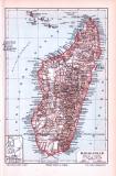 Farbig illustrierte Landkarte von Madagaskar aus 1893 im Maßstab 1 zu 8.000.000.