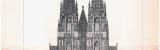 Stich aus 1893 zeigt die Westfassade des Kölner Doms.