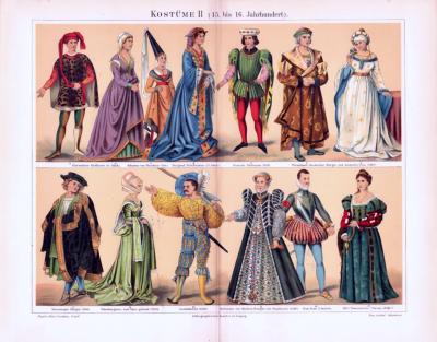 Kostüme II. (15.- bis 16. Jahrhundert) ca. 1893 Original der Zeit