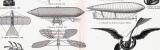 Stich aus 1893 zeigt verschiedene Arten von Luftschiffen.
