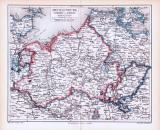 Farbig illustrierte Landkarte von Mecklenburg aus 1893 im...