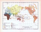 Farbig illustrierte Weltkarte aus 1893 zeigt die...