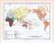 Farbig illustrierte Weltkarte aus 1893 zeigt die ethnologische Verbreitung der Menschen.