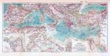 Farbig illustrierte Landkarte von Anrainerstaaten des Mittelmeerraumes aus 1893 im Maßstab 1 : 10.000.000.