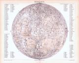 Farbig illustrierte Landkarte des Mondes aus 1893.