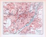 Farbig illustrierter Stadtplan von München aus 1893...