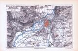 Metz Stadtplan + Umgebung von Metz ca. 1893 Original der Zeit
