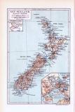 Karte des Deutschen Schutzgebietes in der S&uuml;dsee + Neuseeland ca. 1893 Original der Zeit
