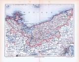 Farbig illustrierte Landkarte von Pommern aus dem Jahr 1893.