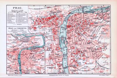 Prag Stadtplan ca. 1893 Original der Zeit