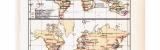3 farbig illustrierte Weltkarten aus 1893 zeigen die...