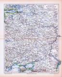 Farbig illustrierte Landkarte aus dem Jahr 1893 zeigt den mittleren Teil Russlands.