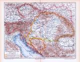 Farbig illustrierte Landkarte von Österreich Ungarn...