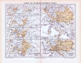 Farbig illustrierte Landkarten zur Geschichte von...