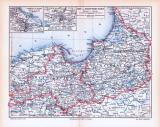 Farbig illustrierte Landkarte von Ost und Westpreussen aus 1893.