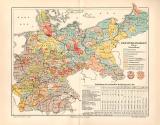 Farbig illustrierte Landkarte zu den Reichstagswahlen des Deutschen Reichstages aus 1898.
