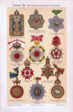 Chromolithographie aus 1893 zeigt 10 verschiedene Orden...