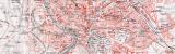 Farbige Lithographie eines Stadtplans von Rom und einer...