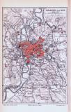 Rom Stadtplan + Umgebung ca. 1896 Original der Zeit