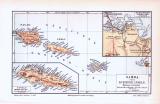 Farbige Lithographie einer Landkarte der Samoa Inseln aus...