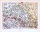 Farbige Lithographie einer Landkarte Schlesiens aus 1893....