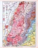 Farbige Lithographie einer geologischen Landkarte des...