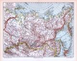 Farbige Lithographie einer Landkarte Sibiriens aus dem...