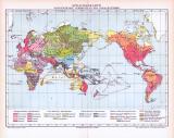 Farbige Lithographie einer Landkarte der Verteilung der...
