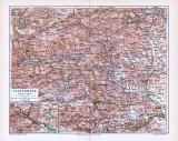Farbige Lithographie einer Landkarte der Steiermark aus dem Jahr 1893. Maßstab 1 zu 850.000.