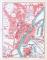 Farbige Lithographie eines Stadtplans von Stettin aus dem Jahr 1893. Maßstab 1 zu 15.000.