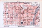 Farbige Lithographie eines Stadtplans von Turin aus dem Jahr 1893. Maßstab 1 zu 16.000.