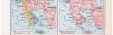 Farbige Lithographien von historischen Landkarten zur...
