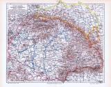 Farbige Lithographie einer Landkarte von Ungarn, Galizien und Bukowina aus dem Jahr 1893. Maßstab 1 zu 3.000.000.