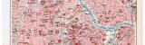 Farbige Lithographie eines Stadtplans der inneren Stadt...