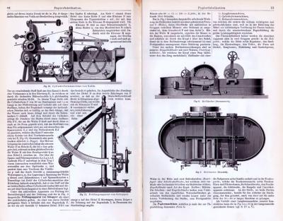 Technische Abhandlung mit Stichen aus 1893 zur Papierfabrikation.