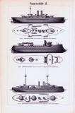Panzerschiffe I. + II. ca. 1893 Original der Zeit